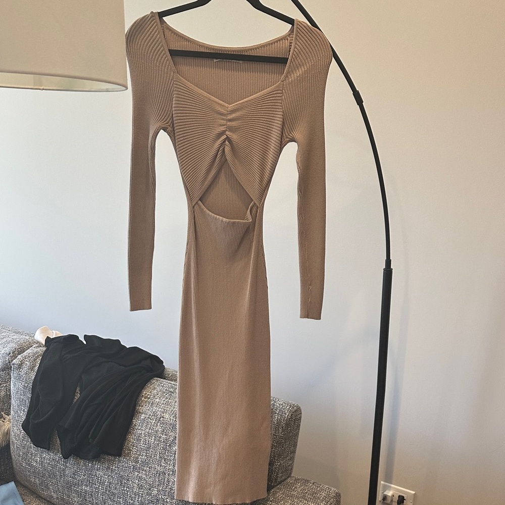 Abercrombie & Fitch Long Sleeve Tan Dress